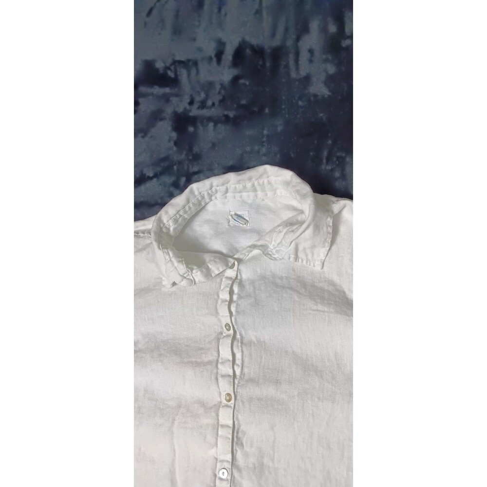 Sigrid Olson 100% Linen Button Down Tunic L White Coastal Grandma Quiet Luxury - Picture 3 of 13
